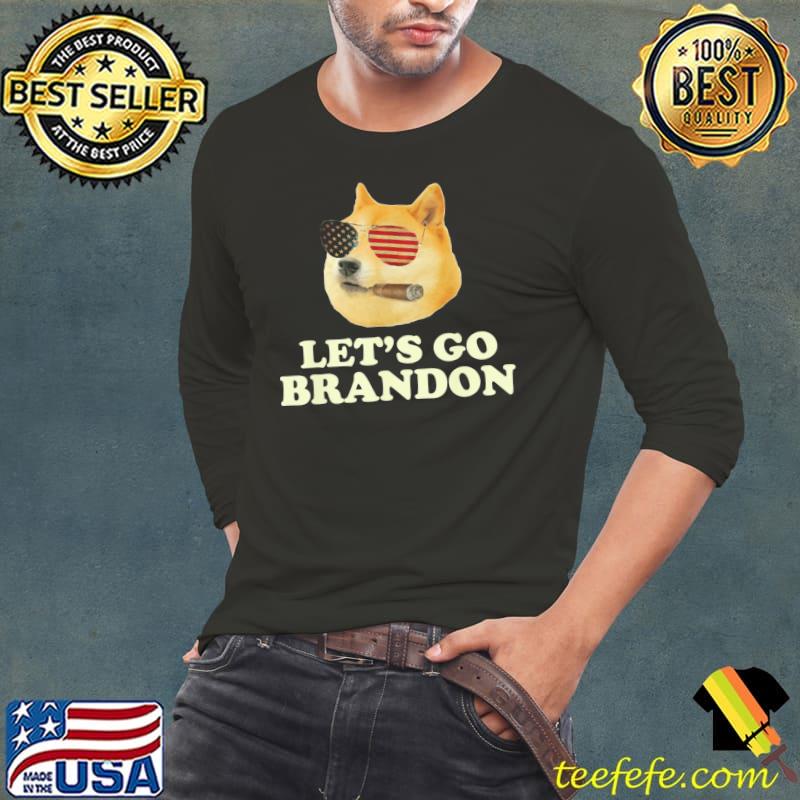 Top lets Go Brandon US Flag Funny Dog Glasses T-Shirt