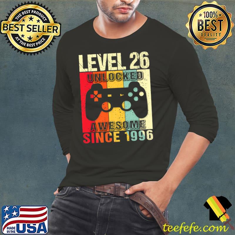 Top Level 26 Unlocked 26th Birthday Gamer Awesome Since 1996 Premium T-Shirt Long Sleeve Tee Top Level 26 Unlocked 26th Birthday Gamer Awesome Since 1996 Premium T-Shirt Long Sleeve Tee