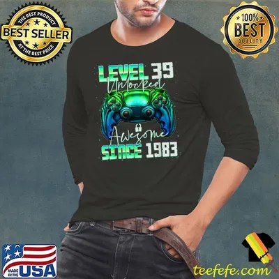 Top Level 39 Unlocked Awesome Since 1983 39th Birthday Gaming T Shirt