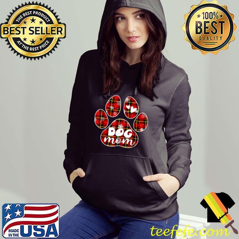 Top Merry Christmas Buffalo Plaid Shirt Dog Mom Dog Paws T Shirt