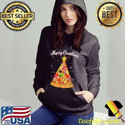 Top Merry Crustmas Pizza Christmas Tree Funny Xmas Lights Boys T Shirt