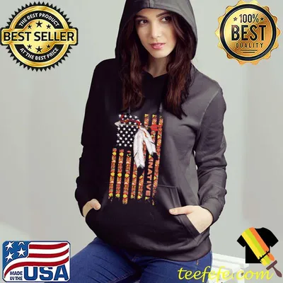 Top native American Flag Feathers Shirt