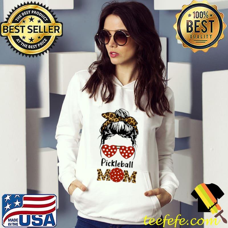 Top pickleball Mom Bleached Leopard Print Women Mommy shirt