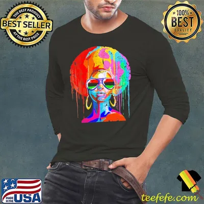 Top Rainbow Paint Splatter Afro Woman Vintage Shirt