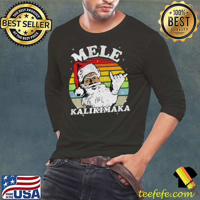 Top Retro Christmas Mele Kalikimaka Santa Shaka Hawaii Premium T-Shirt Long Sleeve Tee Top Retro Christmas Mele Kalikimaka Santa Shaka Hawaii Premium T-Shirt Long Sleeve Tee