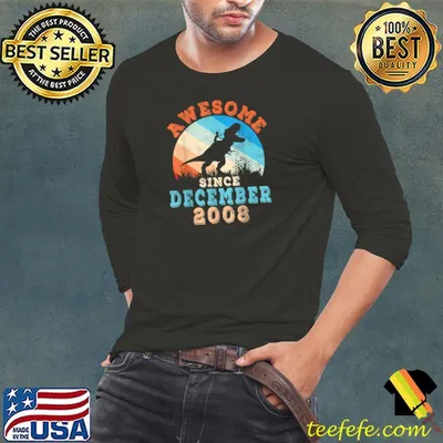Top ride Dinosaur Birthday 13 Years Awesome Since December 2008 T-Shirt