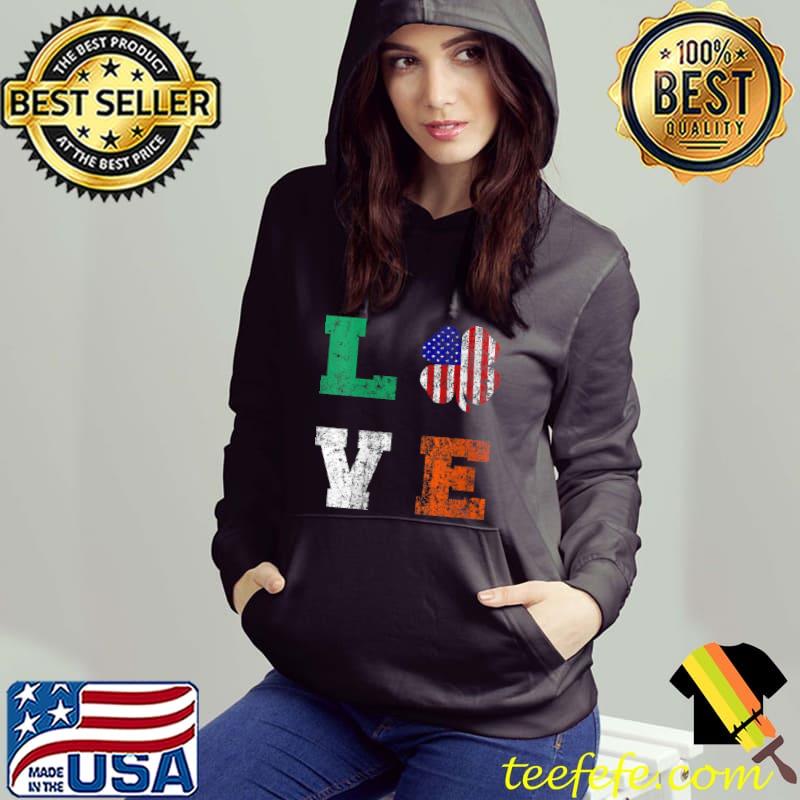 Top St. Patrick's Day Shamrock USA Irish American Flag Ireland T-shirt
