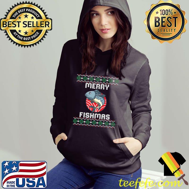Top Ugly Christmas Sweater Fishing Fish Merry Fishmas Fishing T-shirt