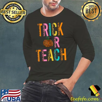 Trick or Teach Pumpkin Leopard Rainbow T Shirt