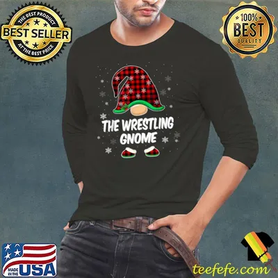 Wrestling Gnome Buffalo Plaid Matching Family Christmas T Shirt