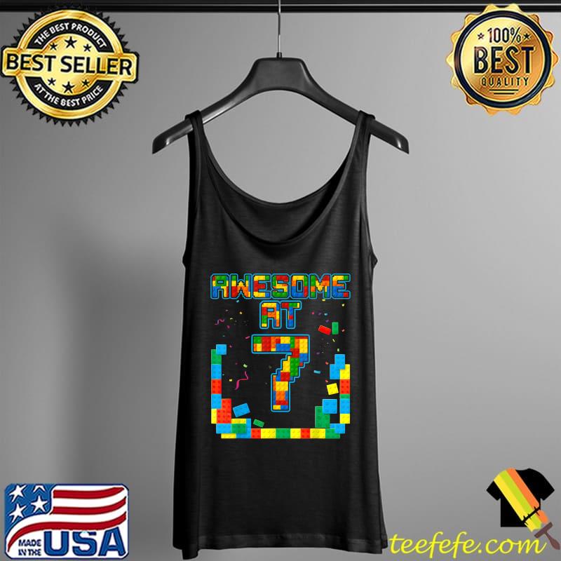 Awesome At 7 Birthday Boy Building Blocks Bricks T-Shirt Tank Top Awesome At 7 Birthday Boy Building Blocks Bricks T-Shirt Tank Top