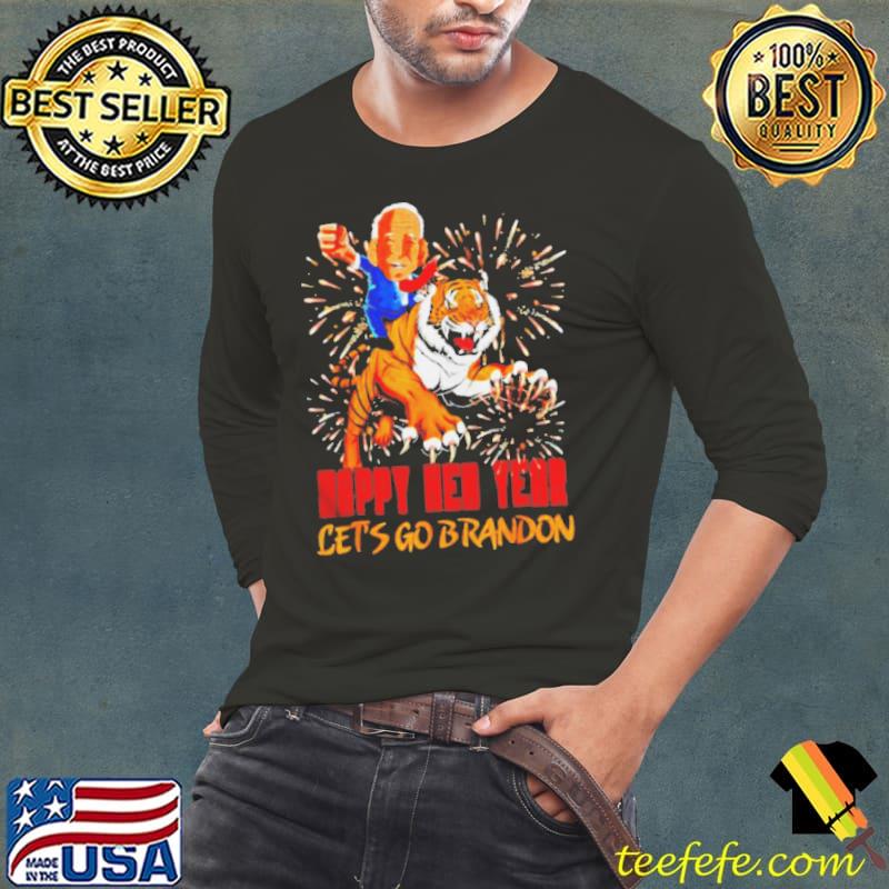 Awesome Biden tiger happy new year let's go brandon Long Sleeve Tee Awesome Biden tiger happy new year let's go brandon Long Sleeve Tee