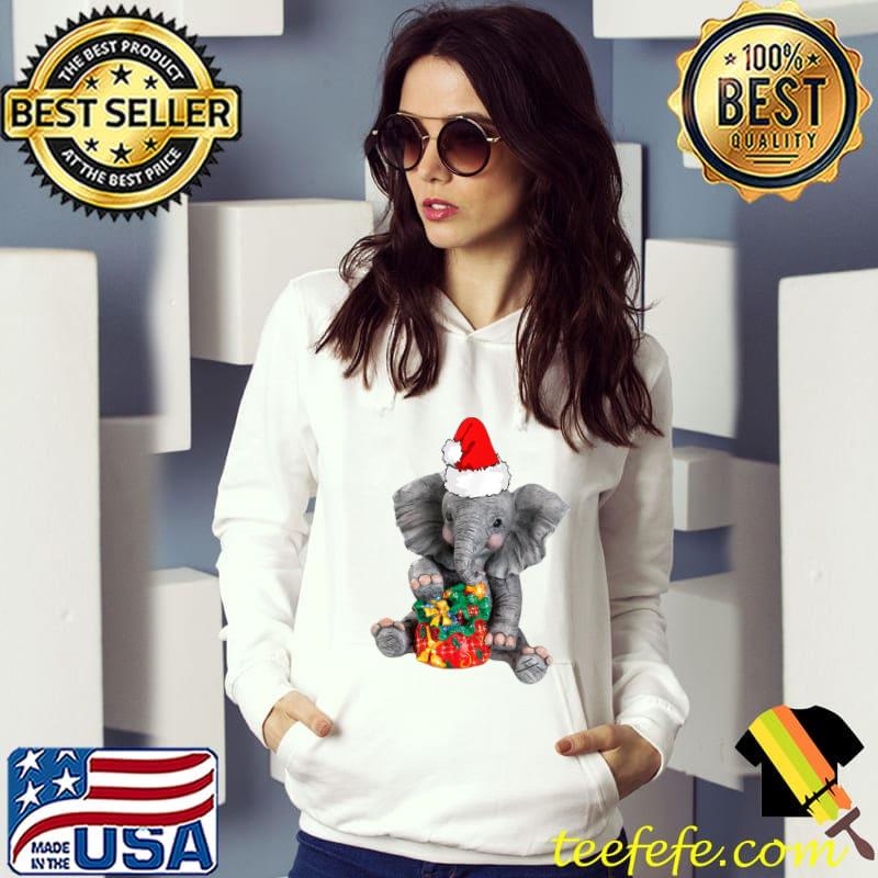Awesome Christmas Elephant Pajamas Elephant In Santa Hat Women KIds T-Shirt