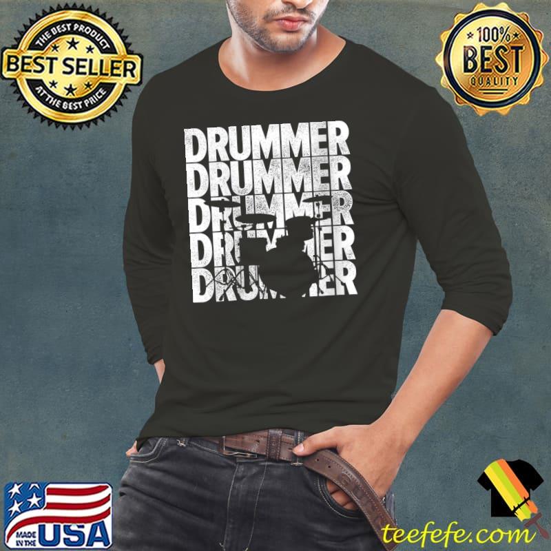 Awesome Drummer Retro Graphic Drumset Musician Rock Band T- Long Sleeve Tee Awesome Drummer Retro Graphic Drumset Musician Rock Band T- Long Sleeve Tee