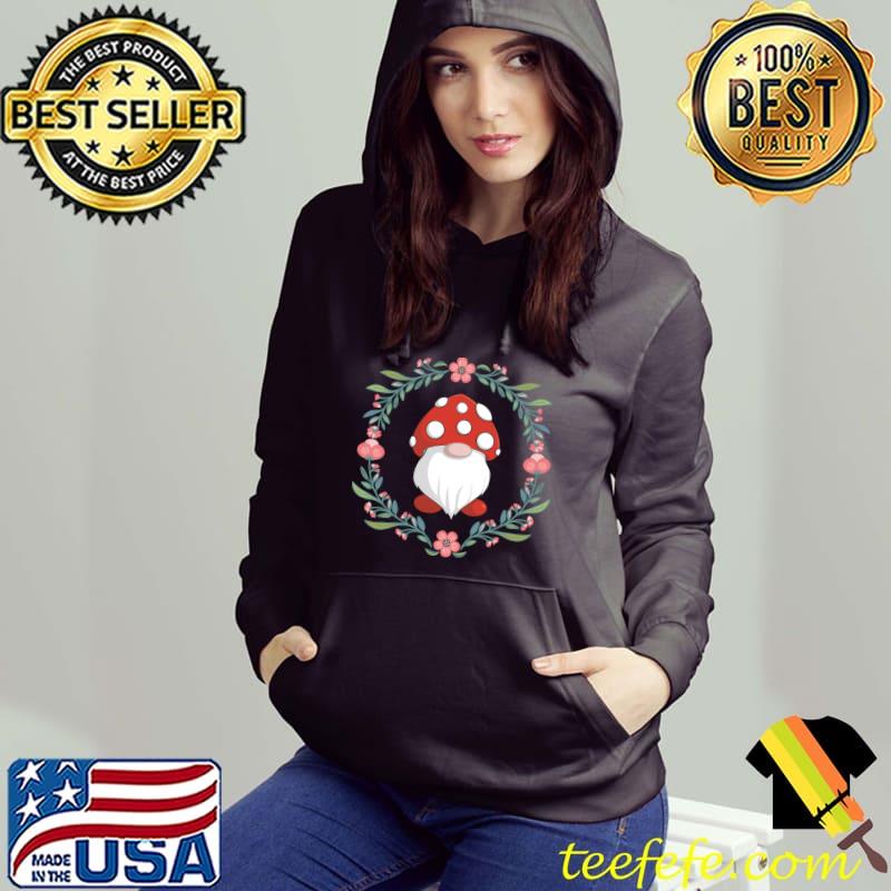 Awesome Kawaii Cottagecore Mushroom Gnome With Floral Wreath T-shirt