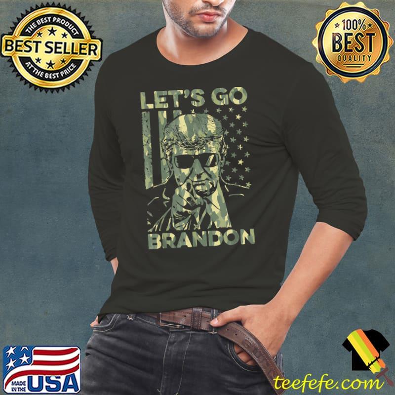 Awesome Lets Go Brandon Trump And Camouflage America Flag Anti Biden T-Shirt Long Sleeve Tee Awesome Lets Go Brandon Trump And Camouflage America Flag Anti Biden T-Shirt Long Sleeve Tee