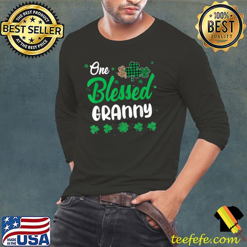 Awesome One Blessed Granny Leopard Plaid Shamrock Patrick's Day Clov T-Shirt Long Sleeve Tee Awesome One Blessed Granny Leopard Plaid Shamrock Patrick's Day Clov T-Shirt Long Sleeve Tee