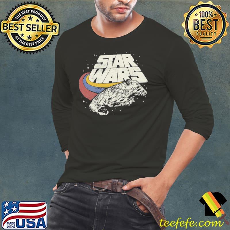 Awesome Star Wars Falcon Ship Three Stripes Graphic Retro Vintage Shirt Long Sleeve Tee Awesome Star Wars Falcon Ship Three Stripes Graphic Retro Vintage Shirt Long Sleeve Tee