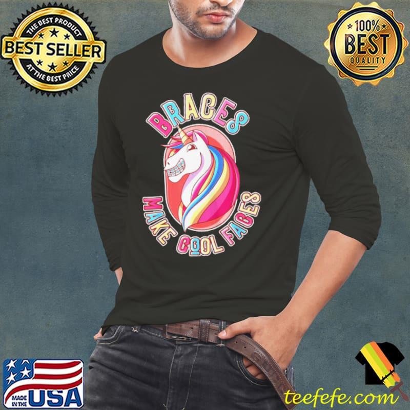 Awesome Unicorn with dental braces horn horse smile Long Sleeve Tee Awesome Unicorn with dental braces horn horse smile Long Sleeve Tee