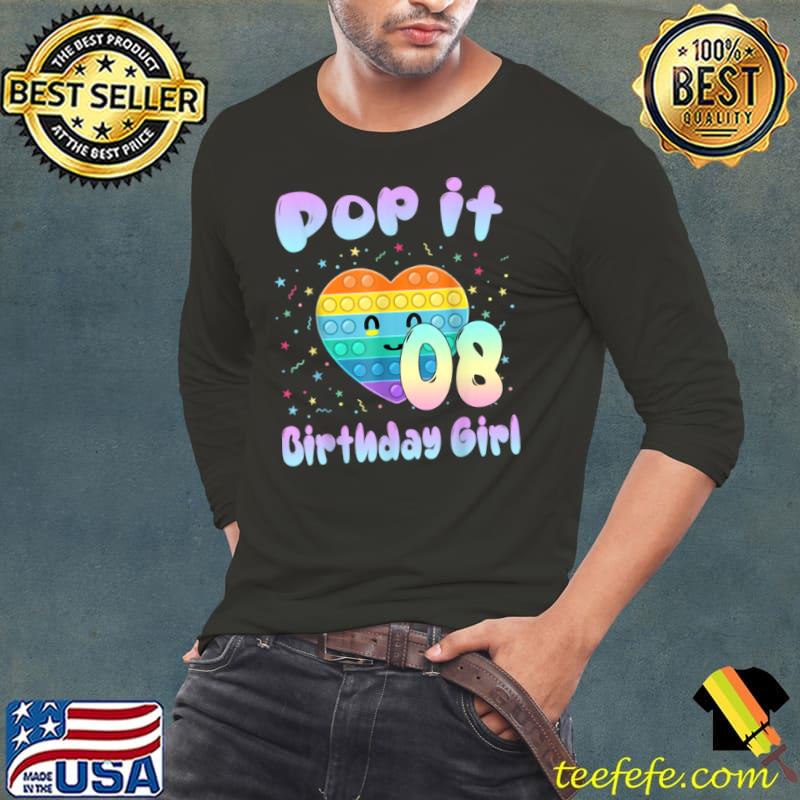 Best Birthday Girl Pop It 8 Unicorn Outfit 8 years old T Shirt Long Sleeve Tee Best Birthday Girl Pop It 8 Unicorn Outfit 8 years old T Shirt Long Sleeve Tee