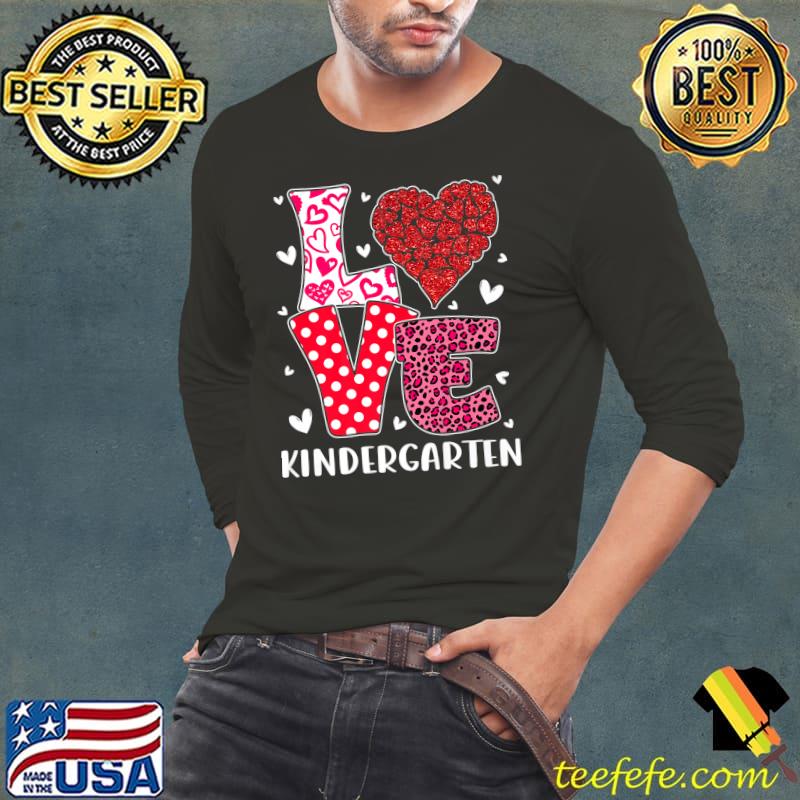 Best Cute Hearts Love Kindergarten Teacher Leopard Valentines Day Premium T-Shirt Long Sleeve Tee Best Cute Hearts Love Kindergarten Teacher Leopard Valentines Day Premium T-Shirt Long Sleeve Tee