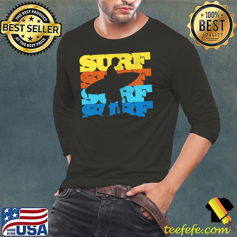 Best Vintage Surfing Silhouette Surfer Retro 70s Sunset Beach T-Shirt Long Sleeve Tee Best Vintage Surfing Silhouette Surfer Retro 70s Sunset Beach T-Shirt Long Sleeve Tee