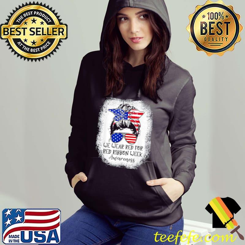 Best We wear red for red ribbon week awareness usa flag shirt