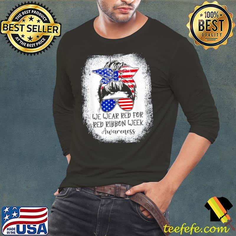 Best We wear red for red ribbon week awareness usa flag Long Sleeve Tee Best We wear red for red ribbon week awareness usa flag Long Sleeve Tee