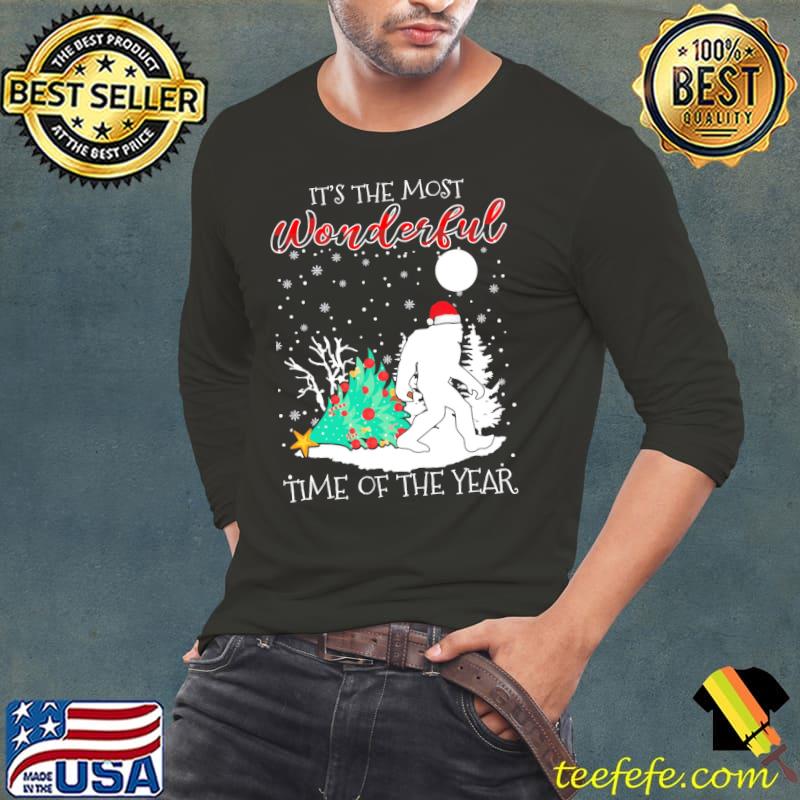 Bigfoot It's The Most Wonderful Time Of The Year Christmas Shirt Long Sleeve Tee Bigfoot It's The Most Wonderful Time Of The Year Christmas Shirt Long Sleeve Tee