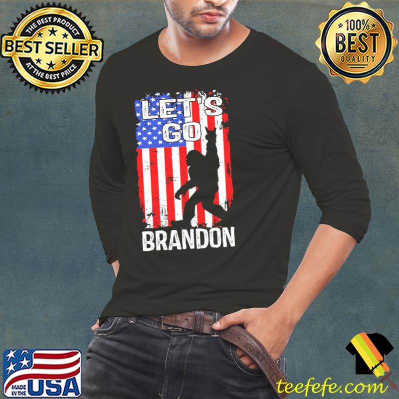 Bigfoot Let's Go Brandon America Flag Shirt Long Sleeve Tee Bigfoot Let's Go Brandon America Flag Shirt Long Sleeve Tee