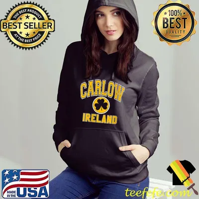 Carlow Ireland Varsity Style Shamrock Green with Amber Print T-Shirt