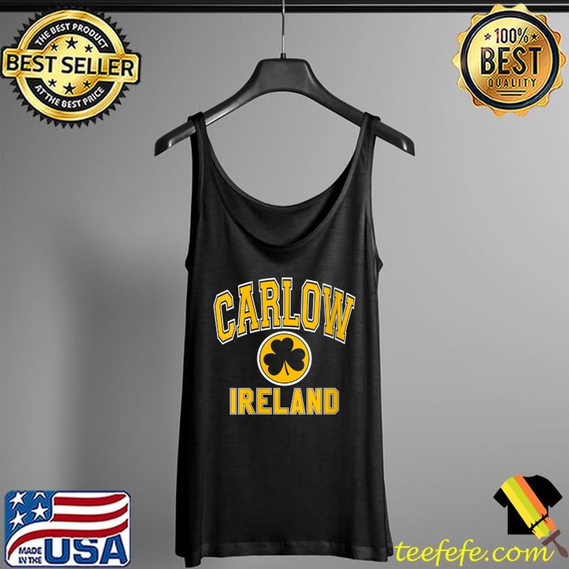 Carlow Ireland Varsity Style Shamrock Green with Amber Print T-Shirt Tank Top Carlow Ireland Varsity Style Shamrock Green with Amber Print T-Shirt Tank Top