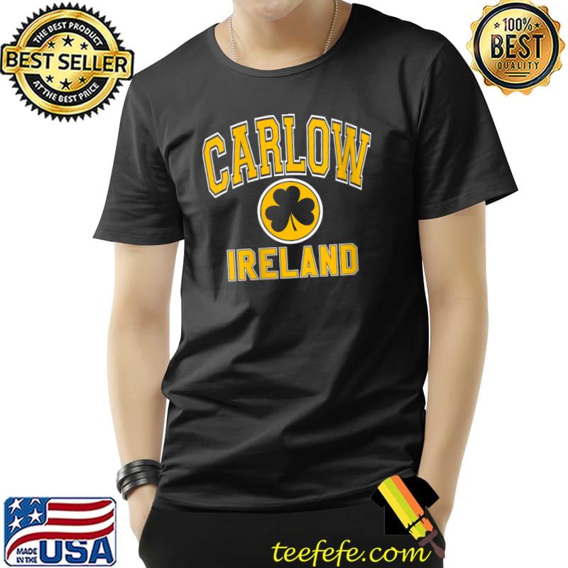 Carlow Ireland Varsity Style Shamrock Green with Amber Print T-Shirt Unisex Carlow Ireland Varsity Style Shamrock Green with Amber Print T-Shirt Unisex