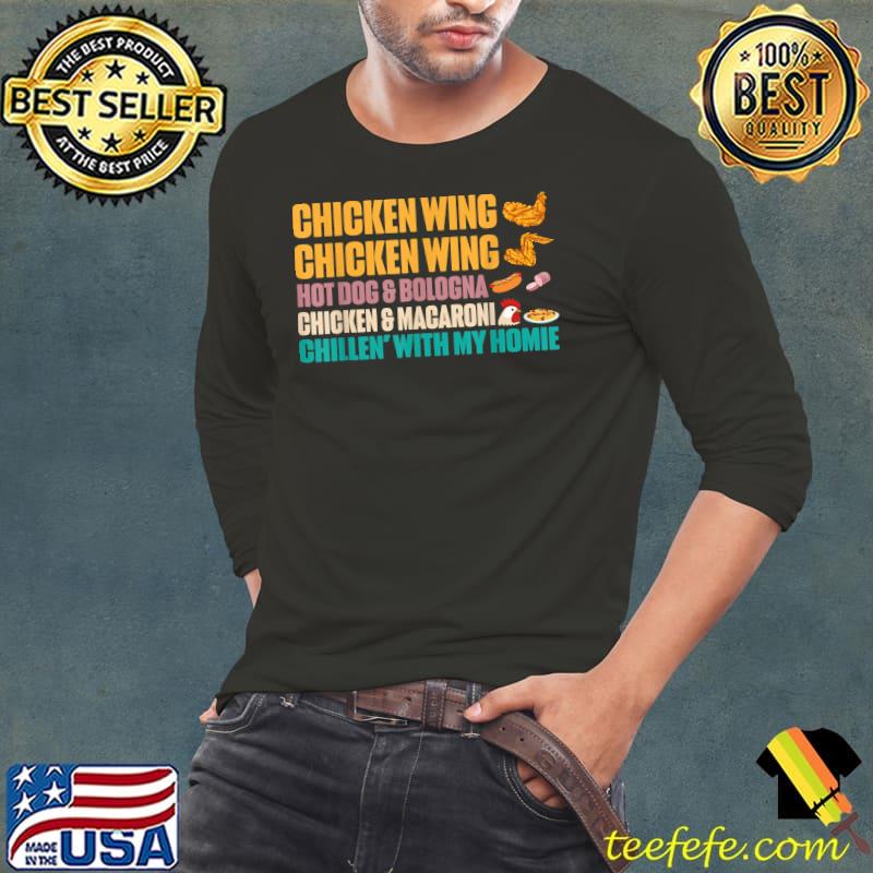 Chicken Wing Hot Dog Bologna Macaroni Funny Poultry Lover T-Shirt Long Sleeve Tee Chicken Wing Hot Dog Bologna Macaroni Funny Poultry Lover T-Shirt Long Sleeve Tee