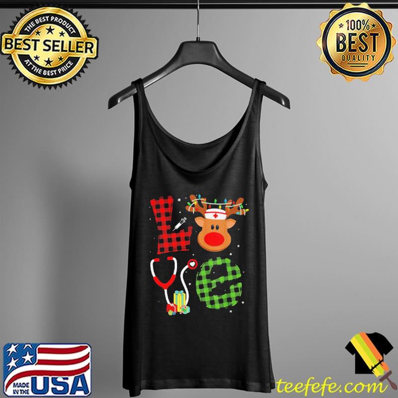 Christmas nurse scrub tops love reindeer nurse Tank Top Christmas nurse scrub tops love reindeer nurse Tank Top