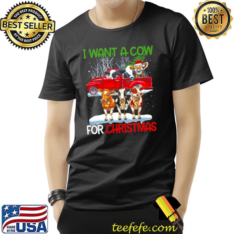 Cows Santa I Want A Cow For Christmas Shirt Unisex Cows Santa I Want A Cow For Christmas Shirt Unisex
