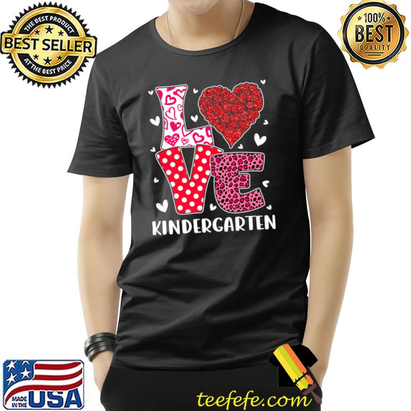 Cute Hearts Love Kindergarten Teacher Leopard Valentines Day Premium T-Shirt Unisex Cute Hearts Love Kindergarten Teacher Leopard Valentines Day Premium T-Shirt Unisex