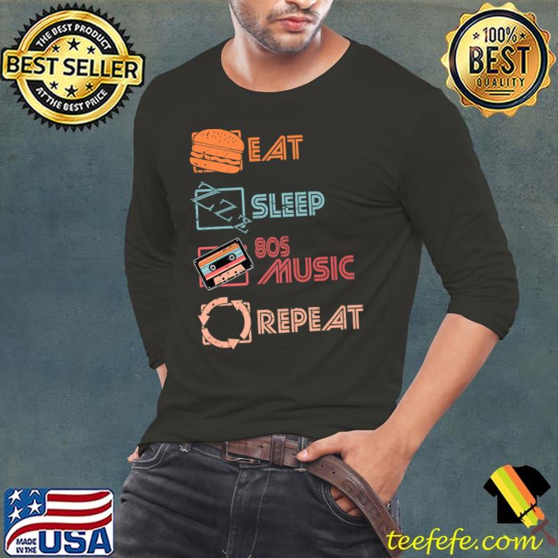 Eat Sleep 80s Music Repeat Vintage Retro Disdressed Premium T-Shirt Long Sleeve Tee Eat Sleep 80s Music Repeat Vintage Retro Disdressed Premium T-Shirt Long Sleeve Tee