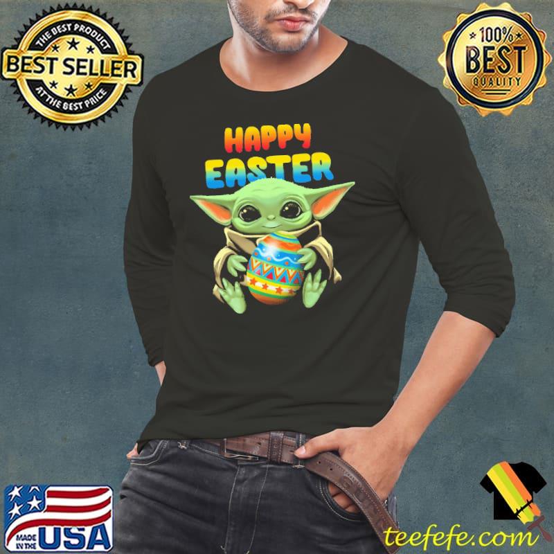 Funny Baby Yoda Hugs Easter Egg Happy Easter Shirts Long Sleeve Tee Funny Baby Yoda Hugs Easter Egg Happy Easter Shirts Long Sleeve Tee