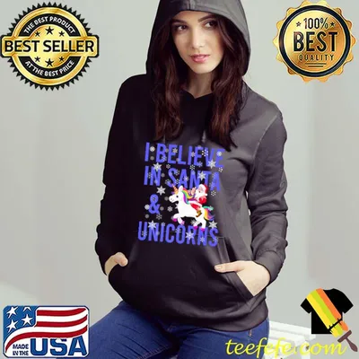 Funny Cute Girls Unicorn Santa Tee I Believe in Santa and Unicorns Premium T-Shirt