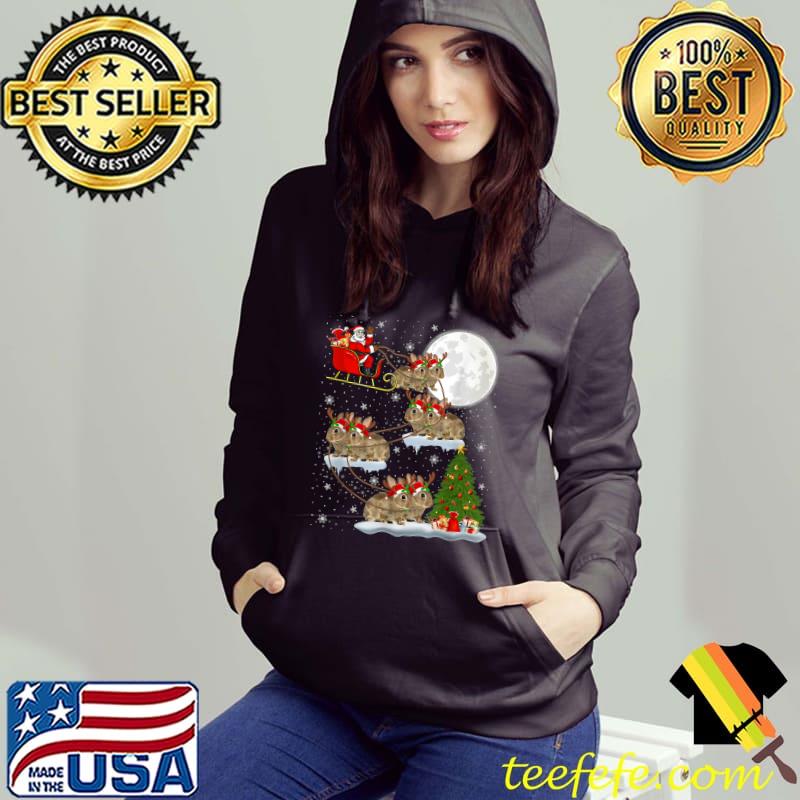 Funny Funny Xmas Lighting Tree Santa Riding Bunny Christmas T-Shirt