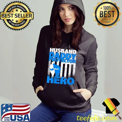 Funny Husband Daddy Protector Hero US Flag Veteran Fathers Day T-Shirt