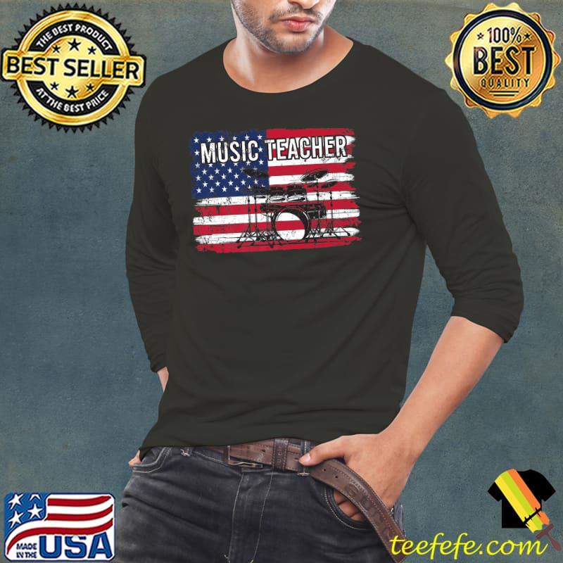 Funny Music Education for Patriotic USA Drums Music Teacher Premium T-Shirt Long Sleeve Tee Funny Music Education for Patriotic USA Drums Music Teacher Premium T-Shirt Long Sleeve Tee