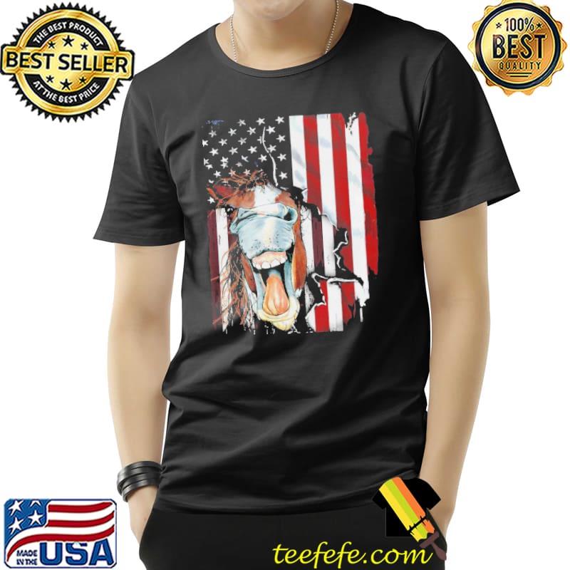 Funny Official American Horse Face Flag Shirt Unisex Funny Official American Horse Face Flag Shirt Unisex
