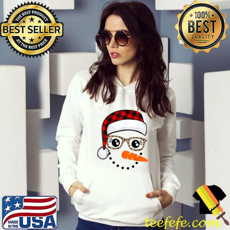 Funny Snowman Face Christmas Carrot Nose Eyelashes Leopard Glasses T-Shirt Funny Snowman Face Christmas Carrot Nose Eyelashes Leopard Glasses T-Shirt
