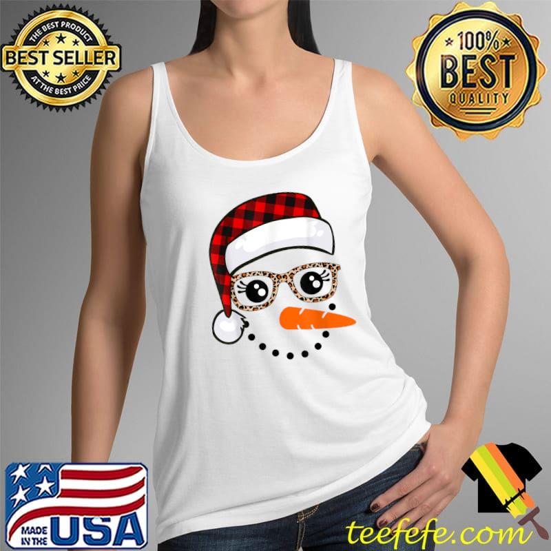 Funny Snowman Face Christmas Carrot Nose Eyelashes Leopard Glasses T-Shirt Tank Top Funny Snowman Face Christmas Carrot Nose Eyelashes Leopard Glasses T-Shirt Tank Top