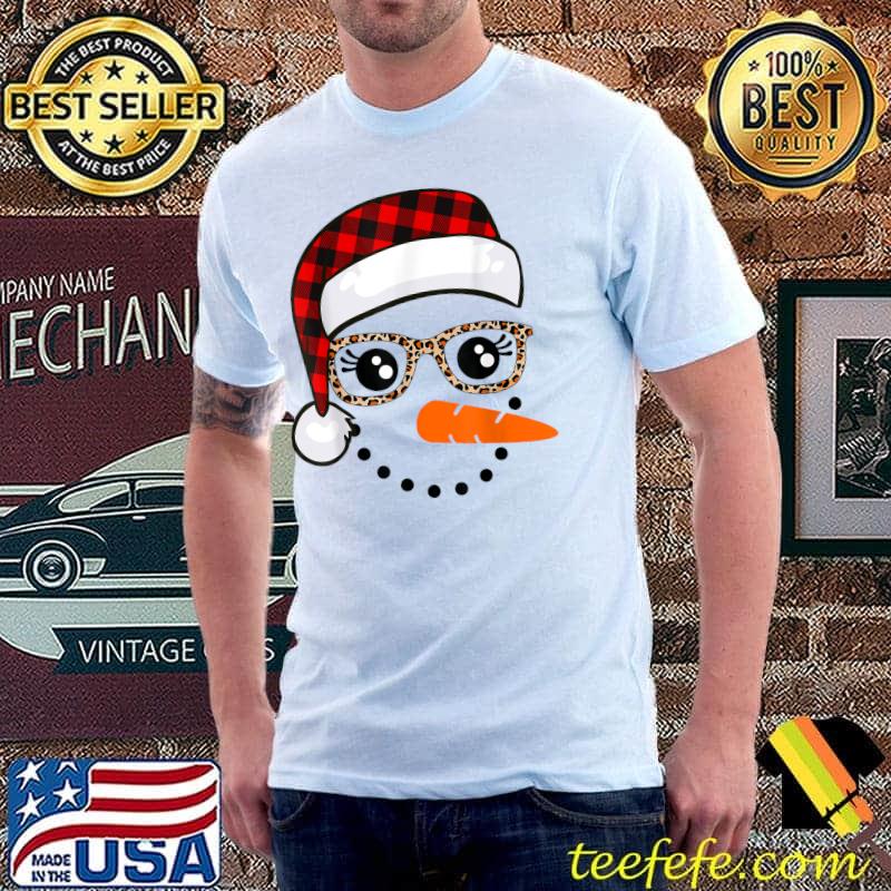 Funny Snowman Face Christmas Carrot Nose Eyelashes Leopard Glasses T-Shirt Unisex Funny Snowman Face Christmas Carrot Nose Eyelashes Leopard Glasses T-Shirt Unisex