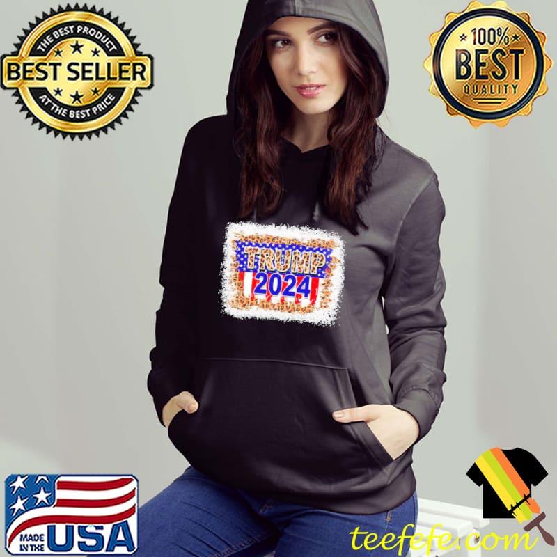 Funny Trump 2024 leopard American flag shirt
