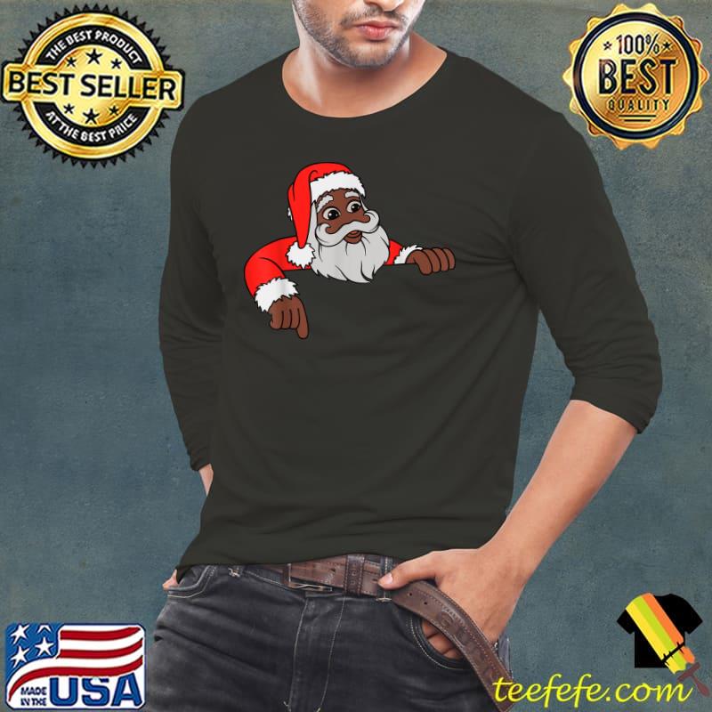 Funny Winking Black African American Santa Claus Melanin Christmas T-Shirt Long Sleeve Tee Funny Winking Black African American Santa Claus Melanin Christmas T-Shirt Long Sleeve Tee