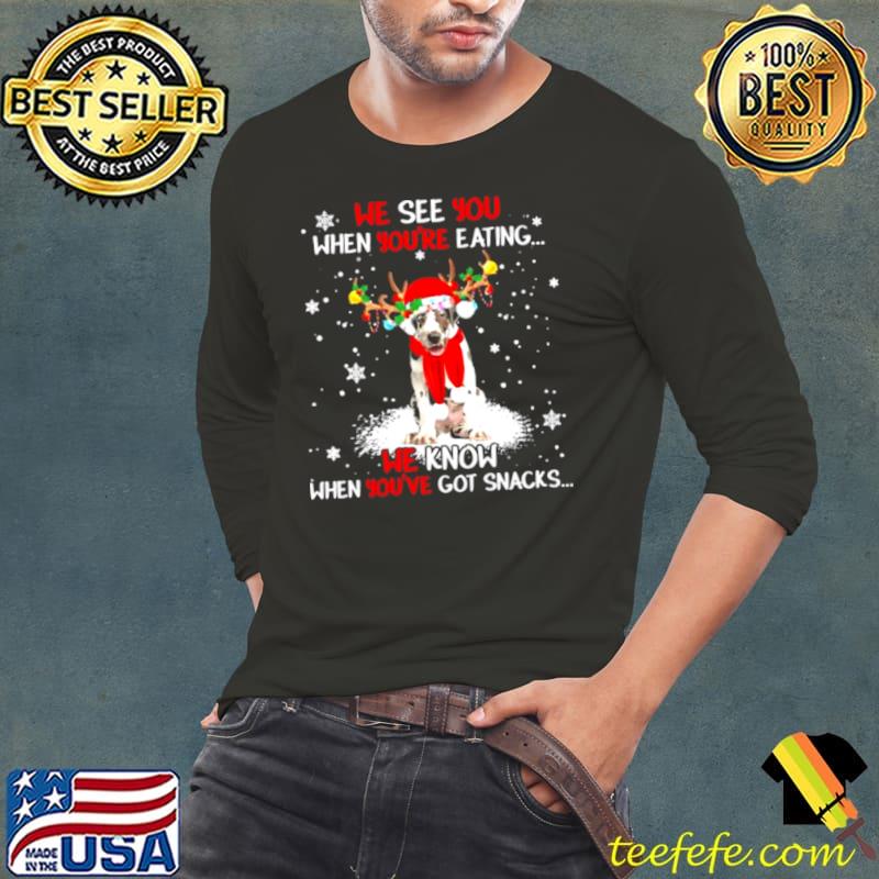 Great Dane we see You when youre eating we know when youre got snacks Christmas Long Sleeve Tee Great Dane we see You when youre eating we know when youre got snacks Christmas Long Sleeve Tee